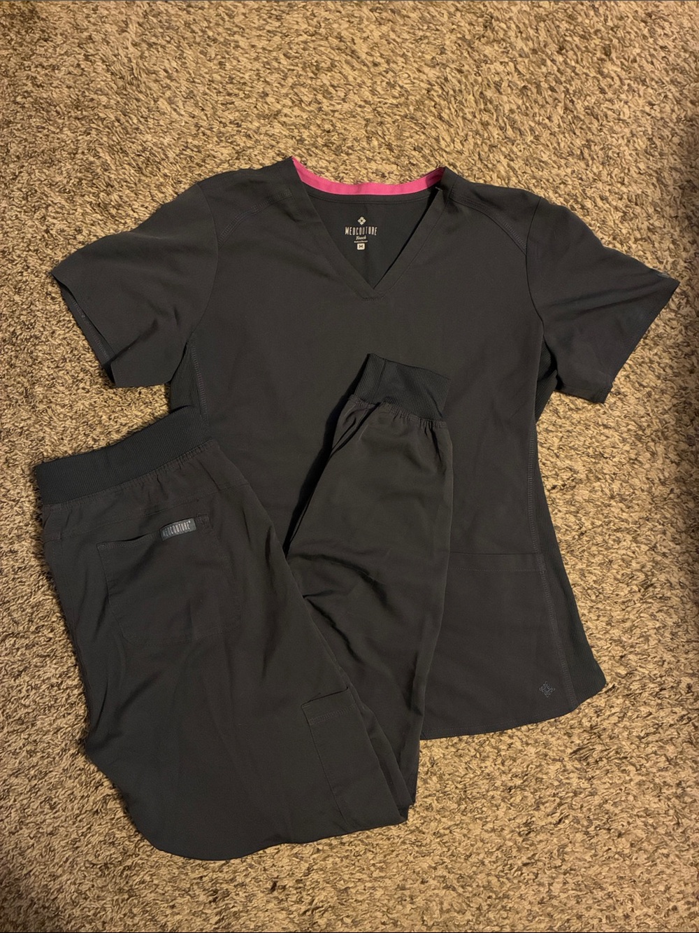 Med Couture touch scrub set with joggers in grey-size medium